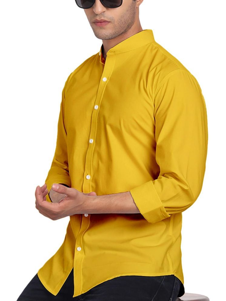     			UNI VIBE Cotton Blend Slim Fit Solids Full Sleeves Men's Casual Shirt - Yellow ( Pack of 1 )