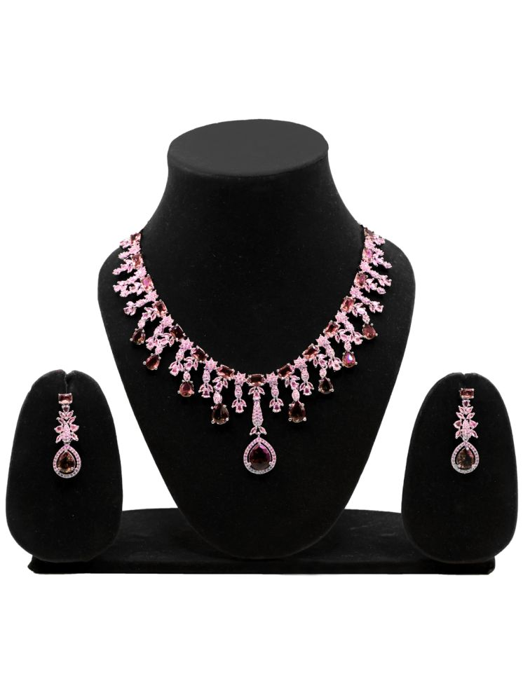     			Unicorn Pink Metal Necklace Set ( Pack of 1 )