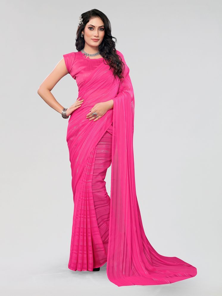     			ANAND SAREES Satin Printed Saree With Blouse Piece - Pink ( Pack of 1 )