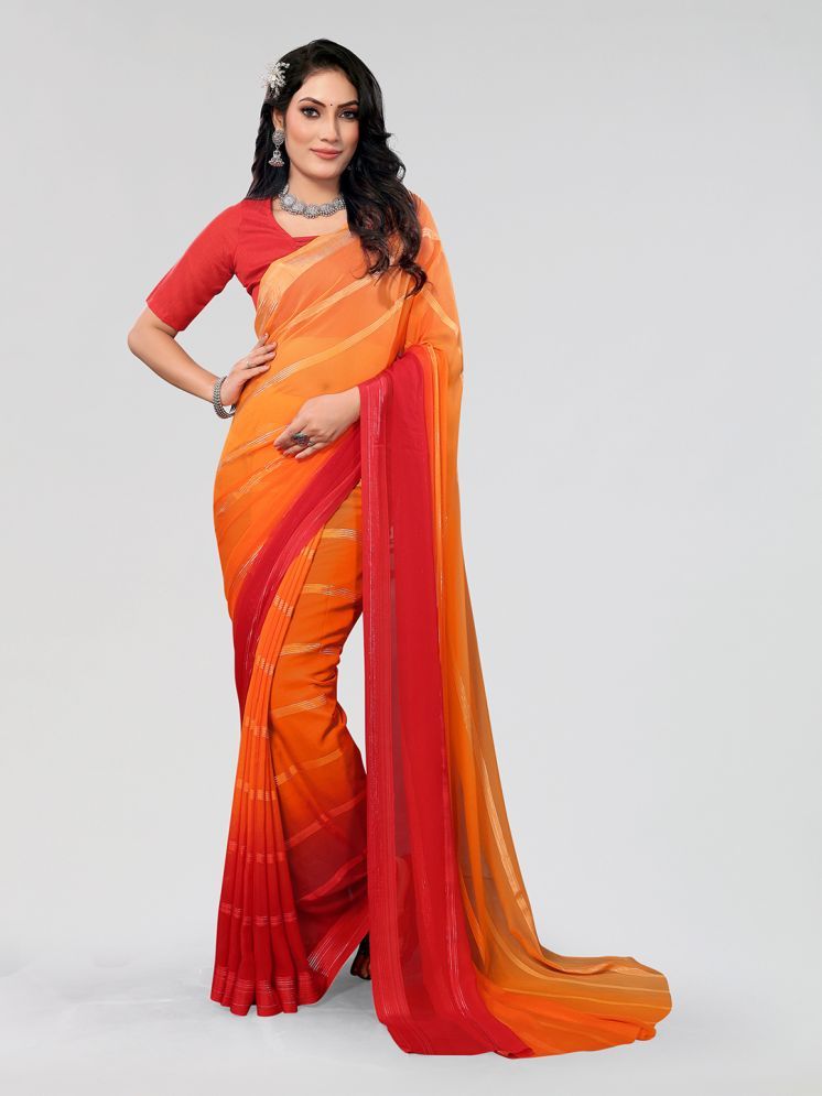     			ANAND SAREES Satin Printed Saree With Blouse Piece - Orange ( Pack of 1 )