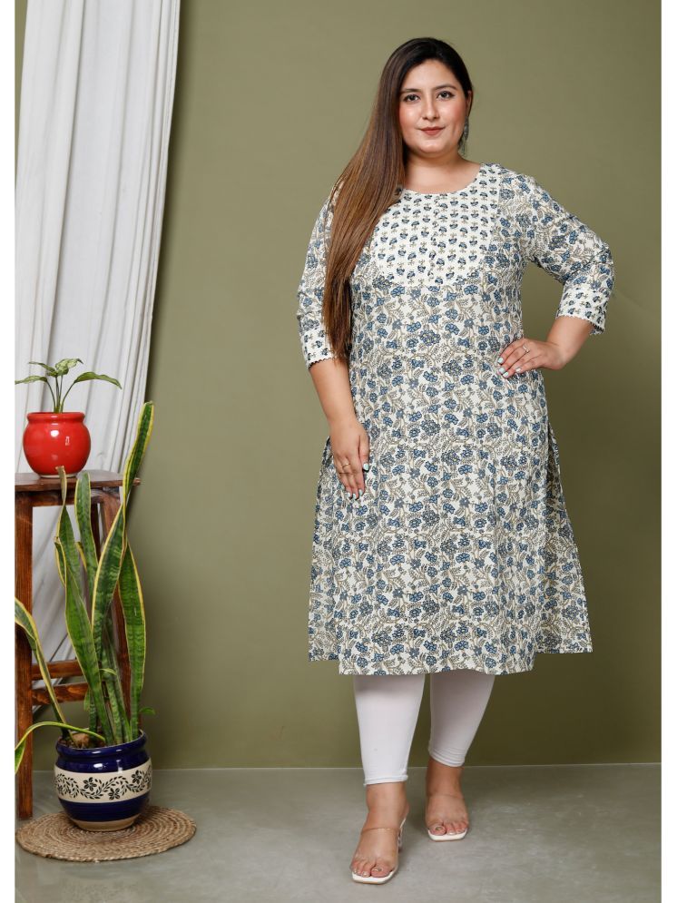     			Avnii Cotton Printed Straight Women's Kurti - Cream ( Pack of 1 )