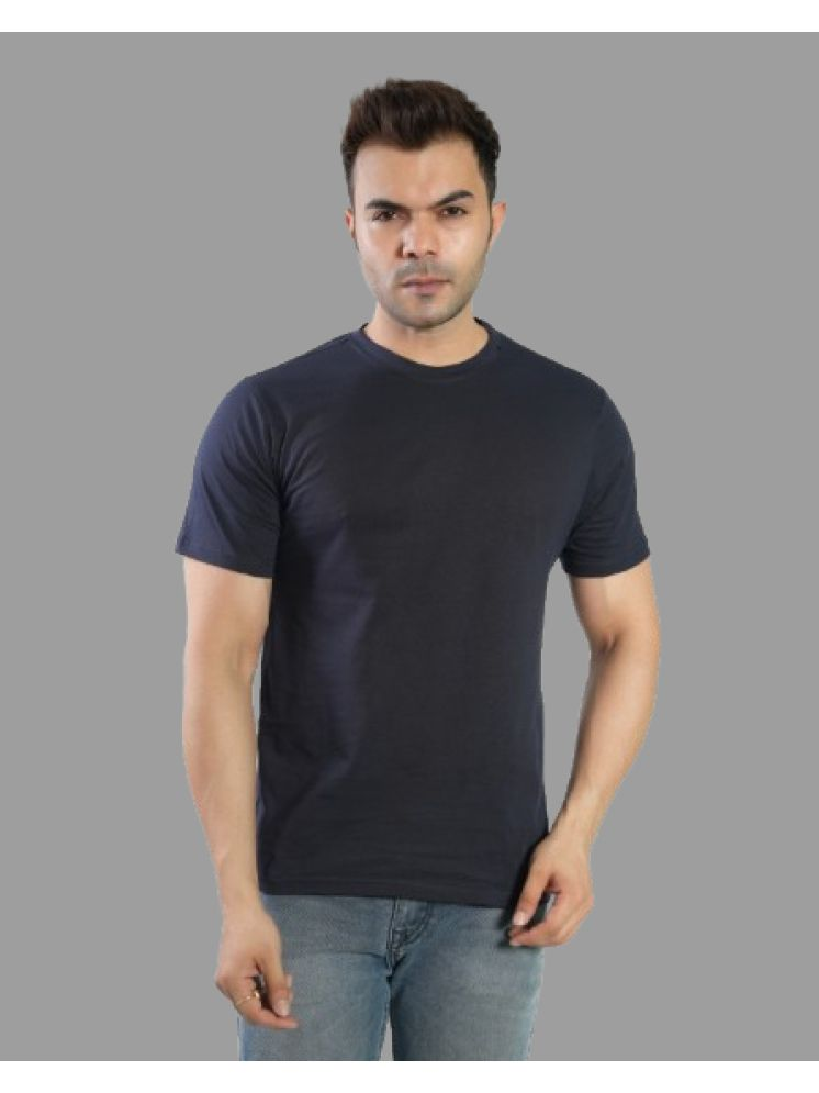     			CALTUS FASHION Cotton Blend Regular Fit Solid Half Sleeves Men's Round T-Shirt - Navy Blue ( Pack of 1 )