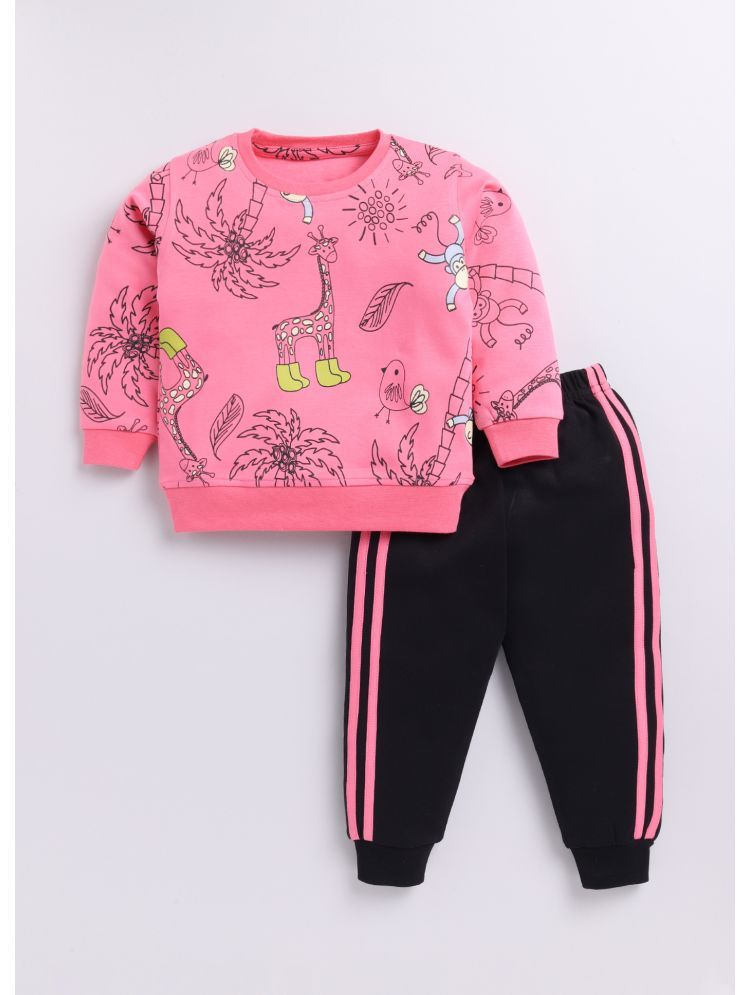     			CUTOPIES Pink Cotton Unisex Sweatshirt & Jogger Set ( Pack of 1 )