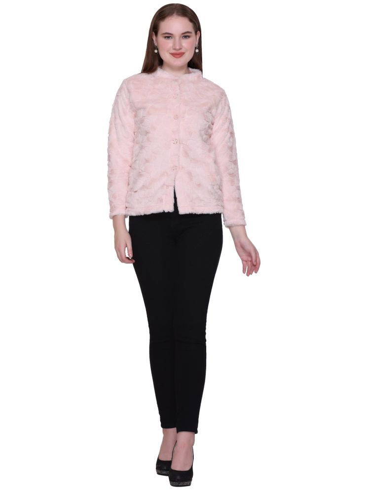     			Gouri Woollen Round Neck Women's Buttoned Cardigans - Pink ( Single )