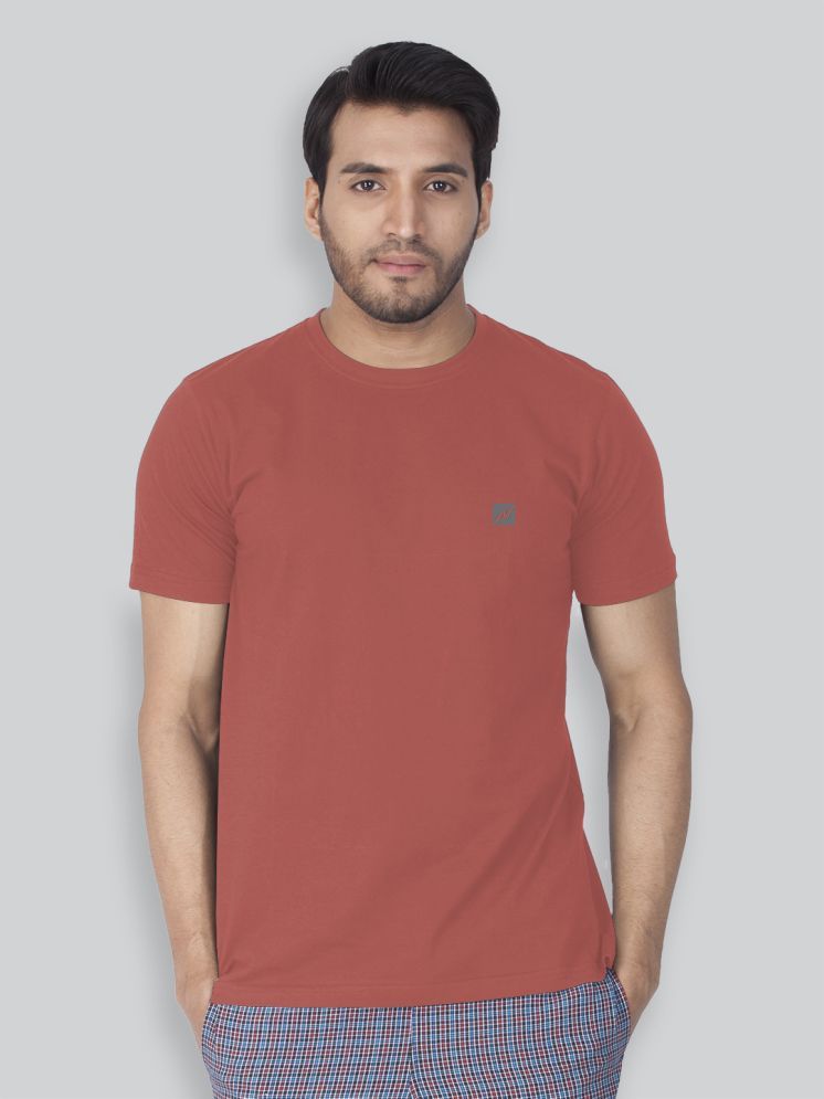     			Lux Nitro Cotton Blend Regular Fit Solid Half Sleeves Men's Round T-Shirt - Coral ( Pack of 1 )