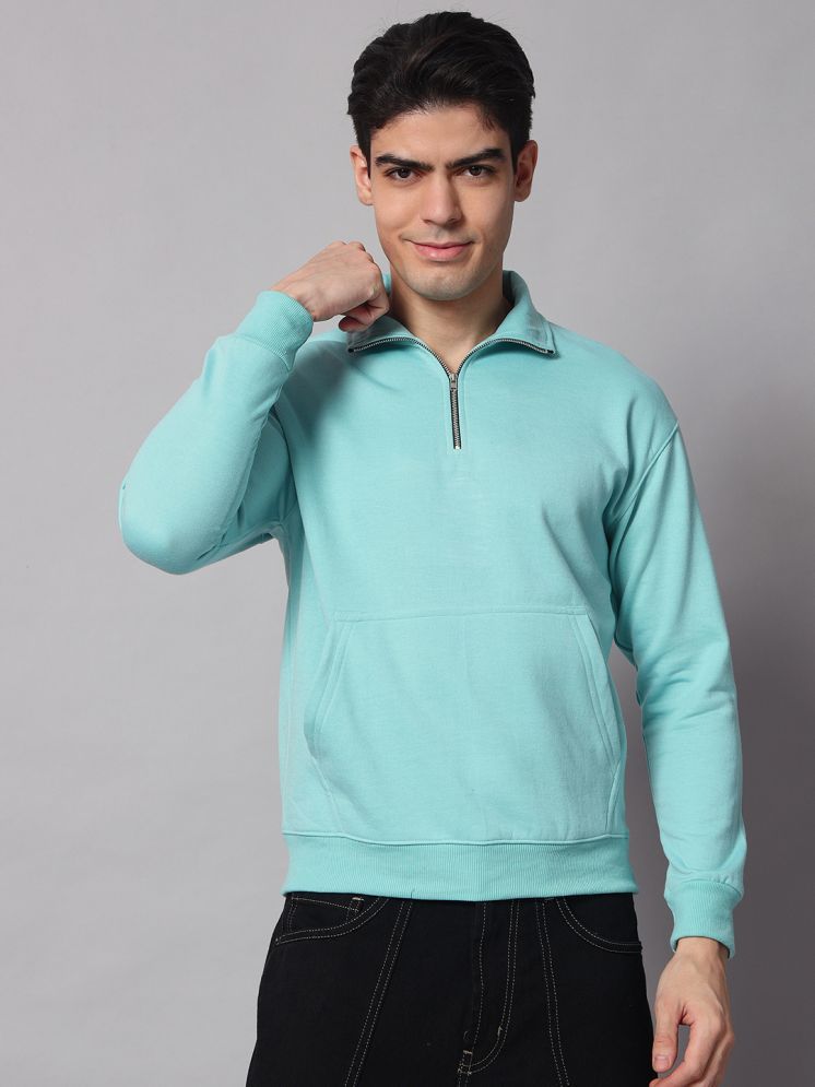     			OBAAN Fleece High Neck Men's Sweatshirt - Turquoise ( Pack of 1 )