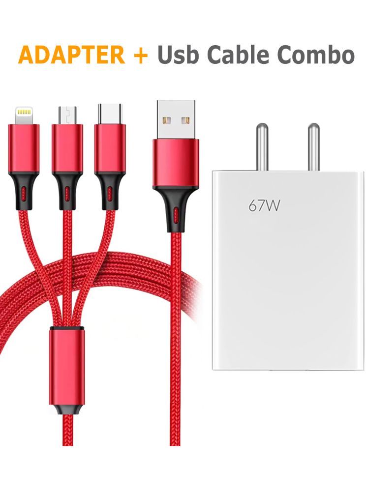     			Retailstore Usb To 3-in-1 6AMP Charging cable with 67Watt Fast Charger Combo 1