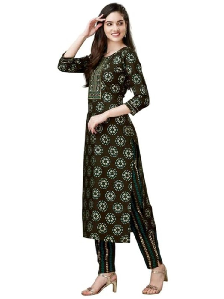     			SILK SUTRA Rayon Embroidered Kurti With Pants Women's Stitched Salwar Suit - Brown ( Pack of 1 )