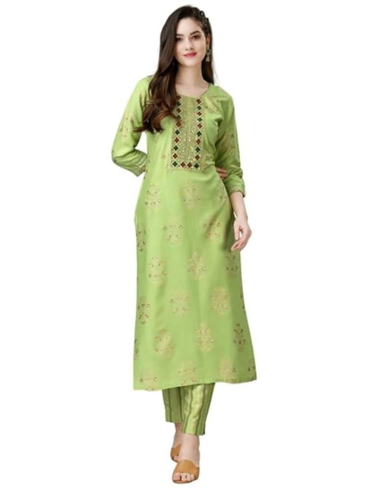     			SILK SUTRA Rayon Printed Kurti With Pants Women's Stitched Salwar Suit - Green ( Pack of 1 )