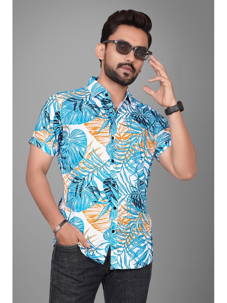     			SUR-T Viscose Regular Fit Printed Half Sleeves Men's Casual Shirt - Blue ( Pack of 1 )