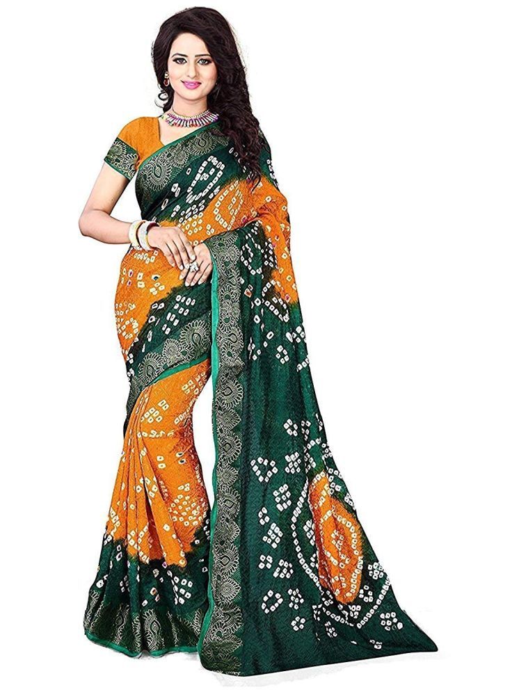     			Saadhvi Art Silk Printed Saree With Blouse Piece - Yellow ( Pack of 1 )