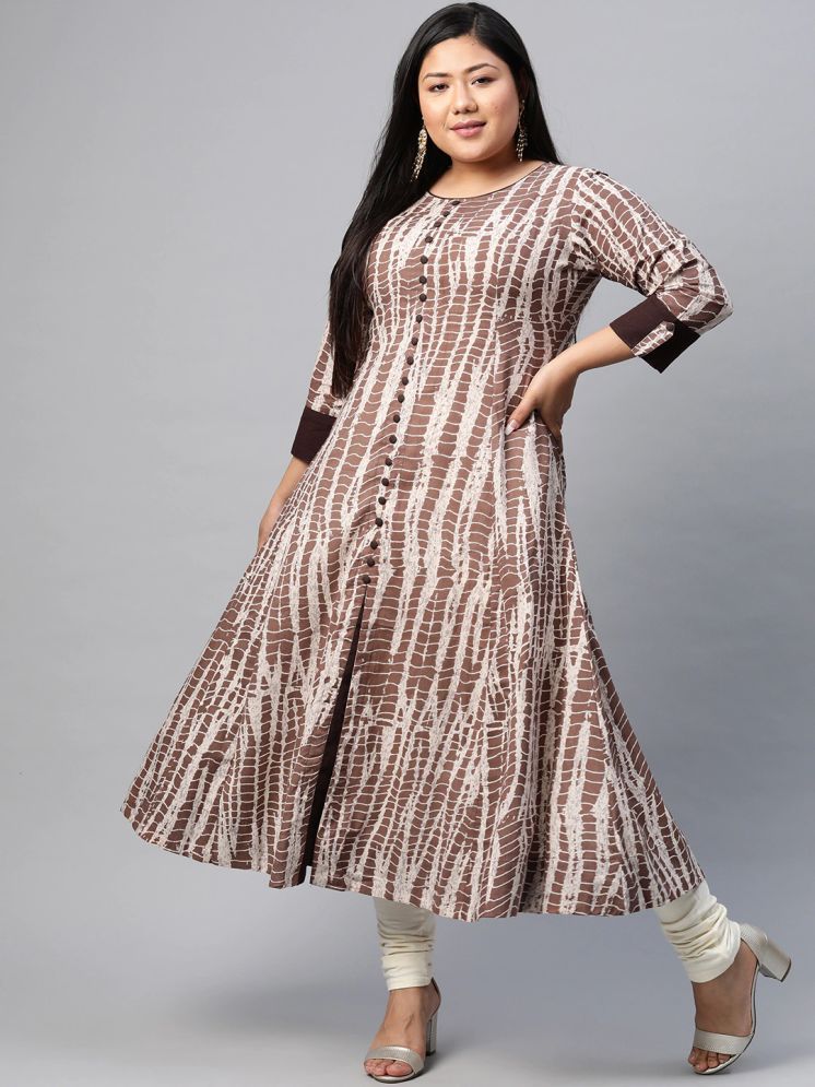     			Yash Gallery Cotton Printed Anarkali Women's Kurti - Brown ( Pack of 1 )