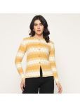 TAB91 Acrylic Round Neck Women's Buttoned Cardigans - Yellow ( Single )