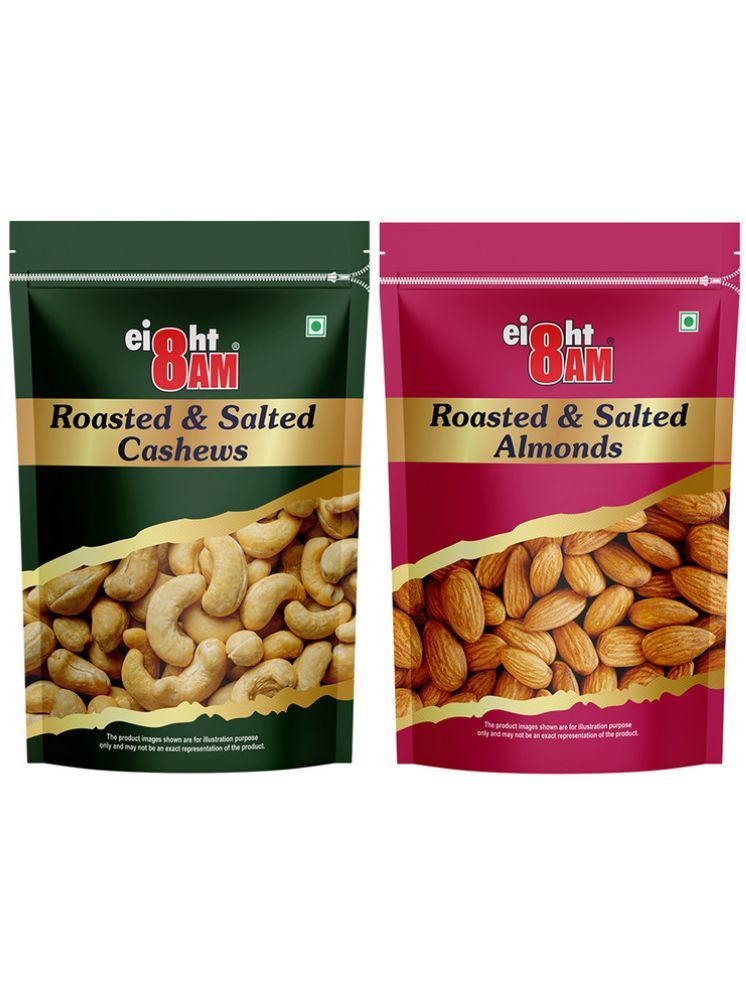     			8AM Roasted & Salted Almonds + Cashew, 400g(200g x 2) Combo Pack of 2