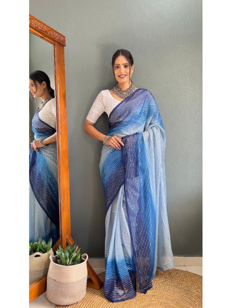     			Apnisha Chiffon Embellished Saree With Blouse Piece - SkyBlue ( Pack of 1 )