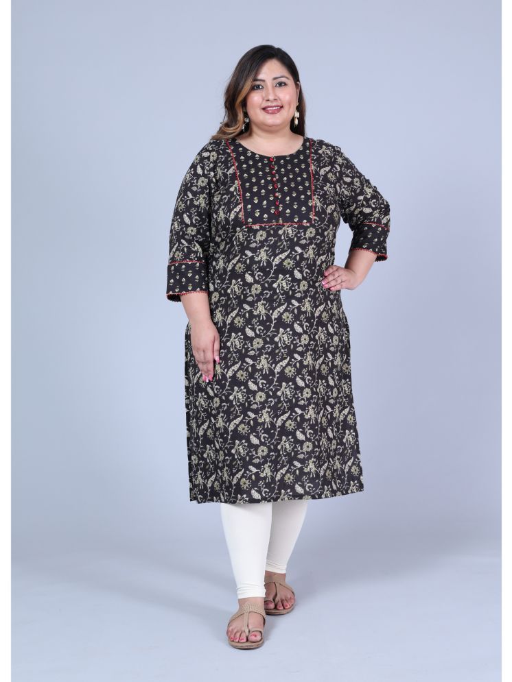     			Avnii Cotton Printed Straight Women's Kurti - Black ( Pack of 1 )