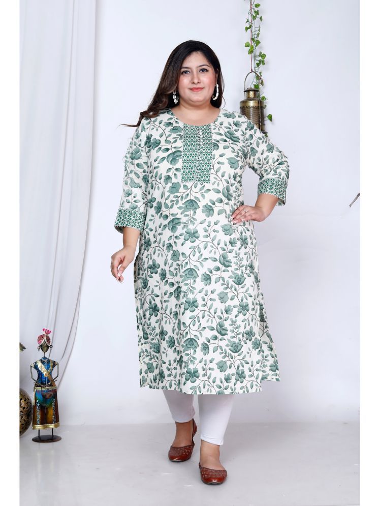     			Avnii Cotton Printed Straight Women's Kurti - Green ( Pack of 1 )