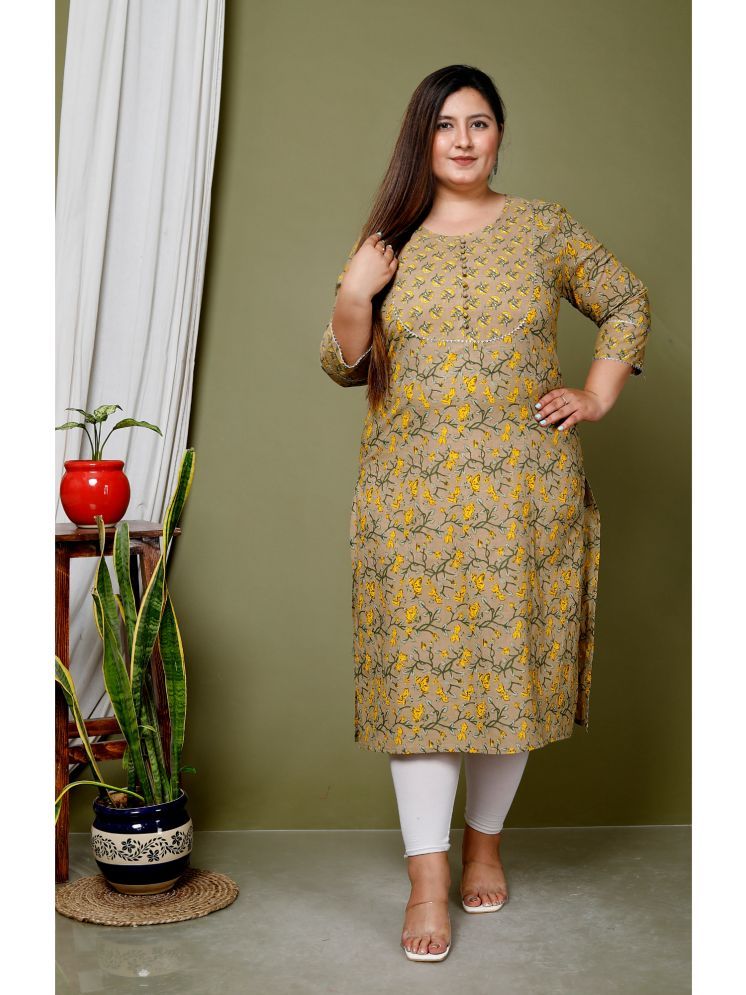     			Avnii Cotton Printed Straight Women's Kurti - Yellow ( Pack of 1 )