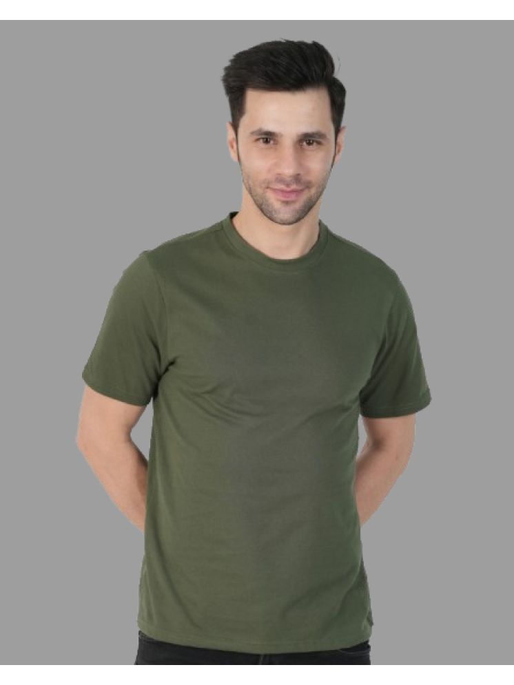     			CALTUS FASHION 100% Cotton Regular Fit Solid Half Sleeves Men's Round T-Shirt - Olive ( Pack of 1 )