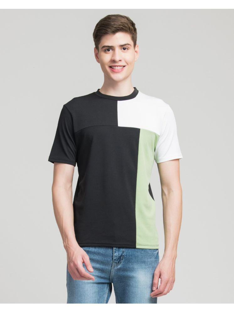     			ELBATROSS Polyester Regular Fit Colorblock Half Sleeves Men's Round T-Shirt - Black ( Pack of 1 )