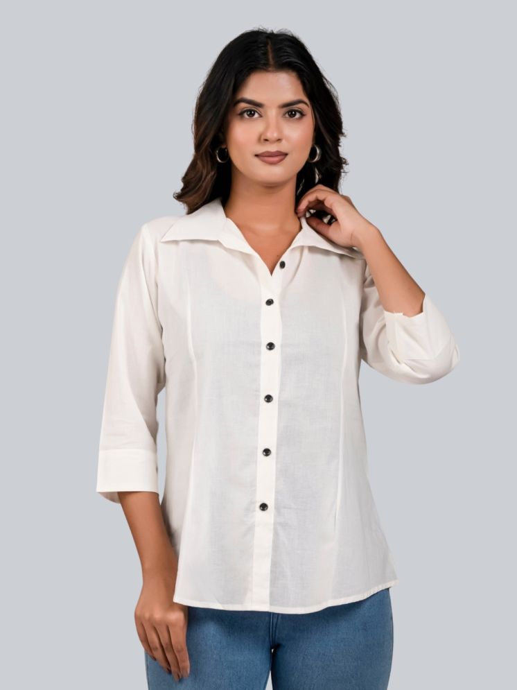     			FABISHO White Cotton Blend Women's Shirt Style Top ( Pack of 1 )