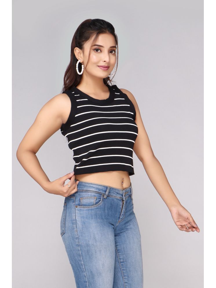     			FEVERFEW Black Cotton Women's Crop Top ( Pack of 1 )