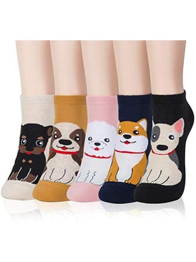     			Infispace Pack of 5 Cotton Blend Women's Printed Ankle Length Socks ( Multicolor )