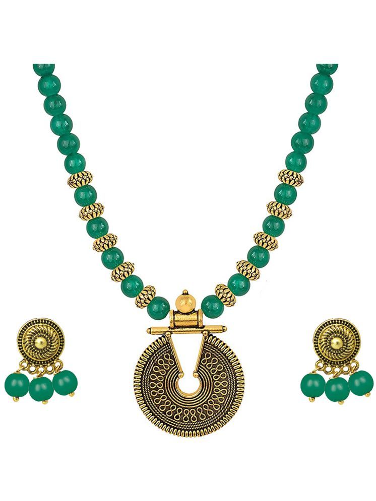     			JFL - Jewellery For Less Green Copper Necklace Set ( Pack of 1 )