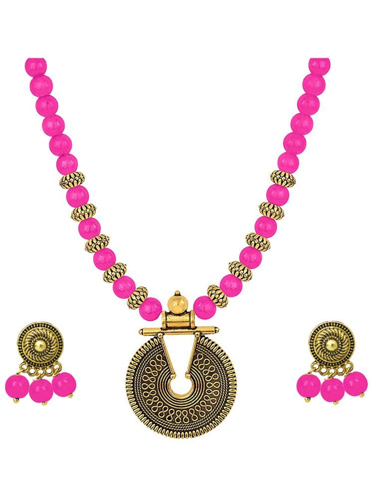     			JFL - Jewellery For Less Pink Copper Necklace Set ( Pack of 1 )