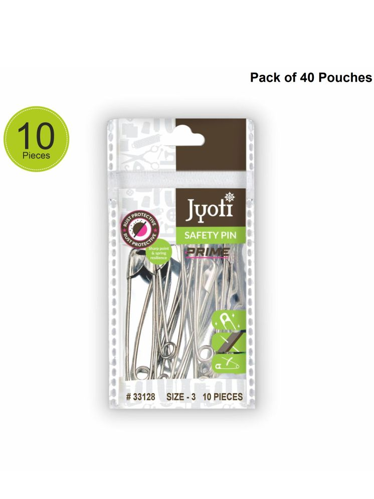     			Jyoti 33128 Safety Pins - Prime, Strong Nickel Plated Steel, Rust Resistant, Heavy Duty Variety Pack, Perfect for Clothes, Crafts, Sewing, (20x50-1000 Pins of Size 3 in a Pouch) - Pack of 40 Pouches