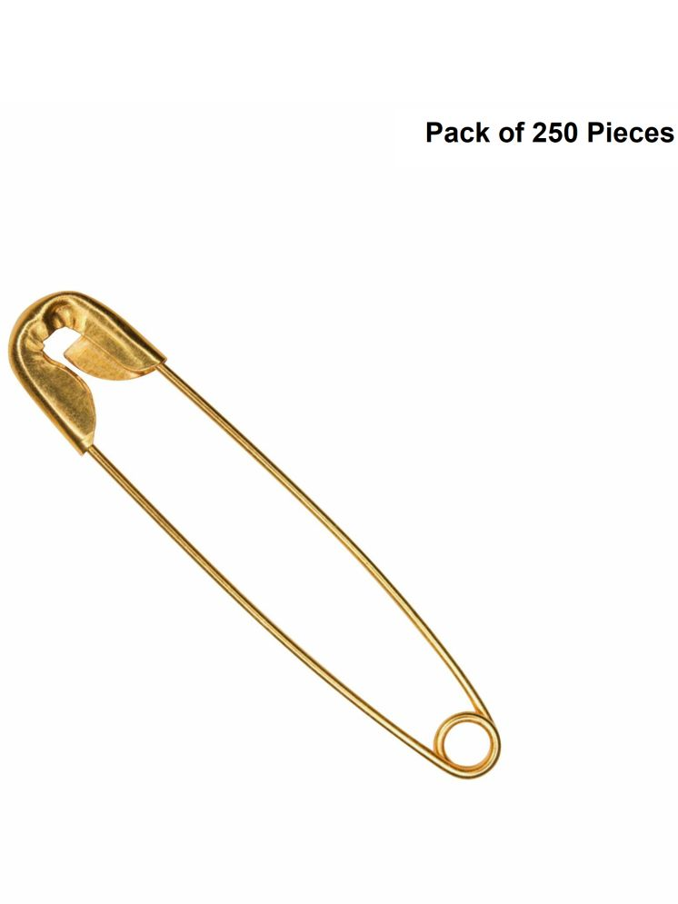     			Jyoti 33236 Safety Pins - Classic, Strong Nickel Plated Steel, Rust Resistant, Heavy Duty Variety Pack, Perfect for Clothes, Crafts, Sewing, Pinning (250 Pins of Size 2 in Golden Finish) - 250 Pieces