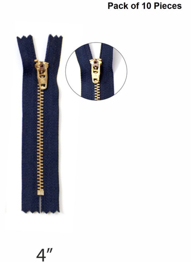     			Jyoti Zipper - Brass - 4.5 (Y Type) (10 Zips of Blue Color of 4 Inches) Open-Ended, Ideal for Tailoring, Crafts, Fashion, Dressmaking | Zips Used in Stitching, Sewing, Pants, Bags - Pack of 10 Pieces