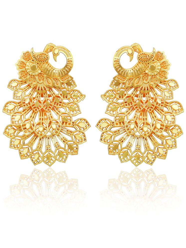     			LUV FASHION Golden Danglers Earrings ( Pack of 1 )