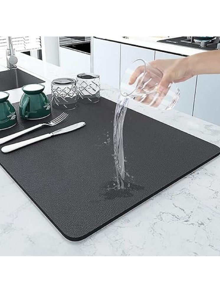     			Large Dry Mat for Kitchen Utensils, Water Absorbent, 60 x 40 cm, Black