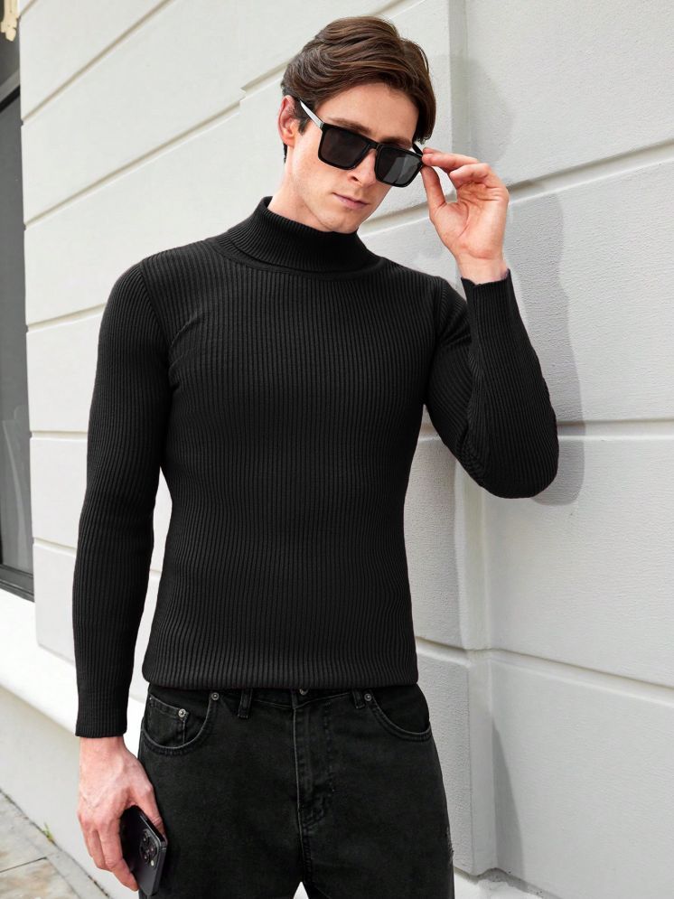     			Lime Cotton Blend High Neck Men's Full Sleeves Pullover Sweater - Black ( Pack of 1 )