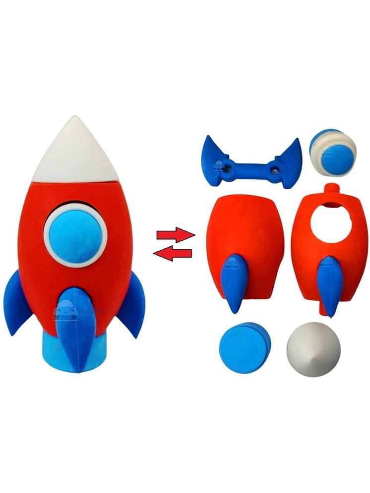     			Neelu Rocket Shape Jumbo Cartoon Space Theme 3D Erasers for Kids Pack of 1 Non-Toxic Eraser(Set of 1, Multicolor)