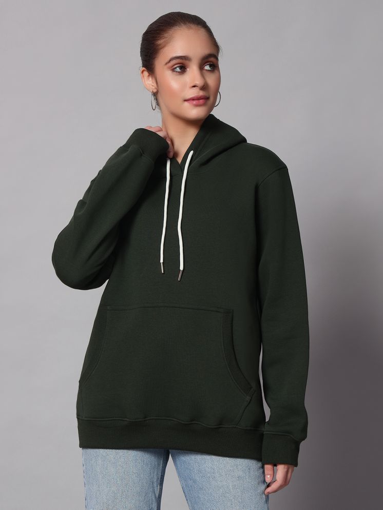     			OBAAN Cotton - Fleece Women's Hooded Sweatshirt ( Green )