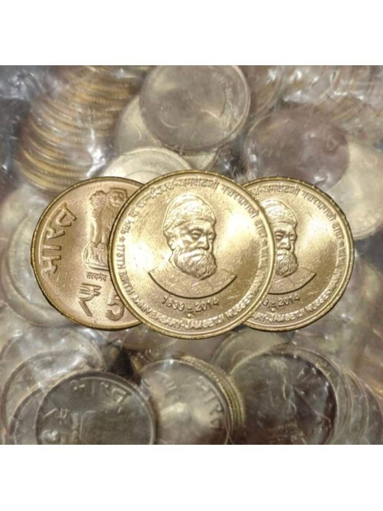     			RARE 5 RUPEES GEM UNC JAMSHEDJI TATA NOIDA MINT YEAR 2014 SEALED PACKET