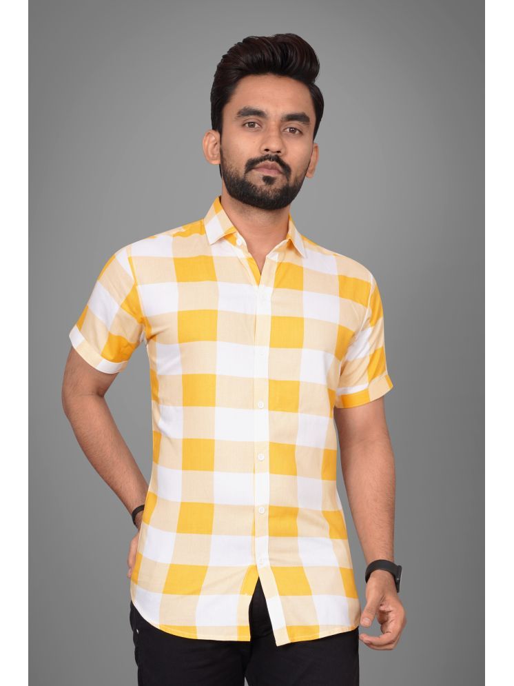     			SUR-T Viscose Regular Fit Checks Half Sleeves Men's Casual Shirt - Yellow ( Pack of 1 )