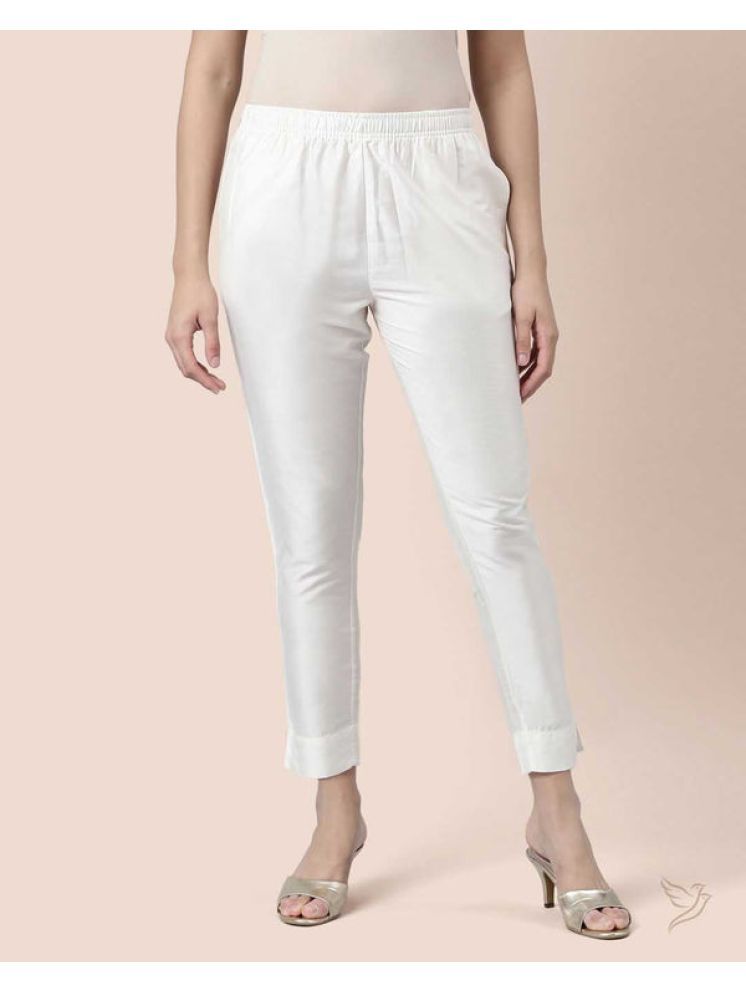     			Twin Birds - White Viscose Women's Straight Pant ( Pack of 1 )