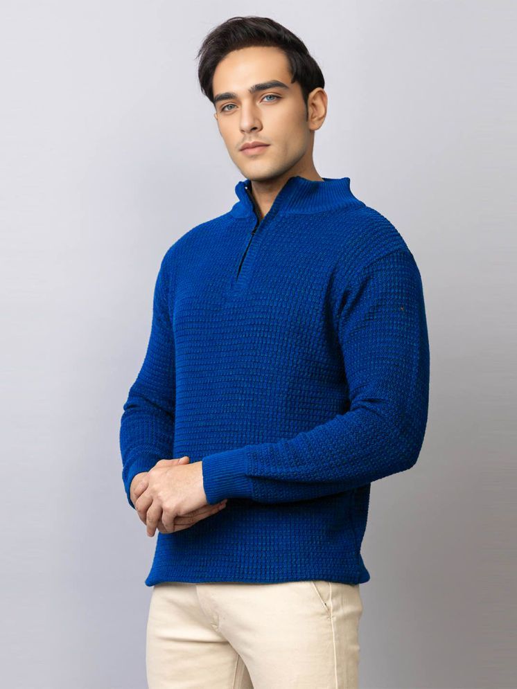     			tysort Woollen Blend High Neck Men's Full Sleeves Pullover Sweater - Blue ( Pack of 1 )