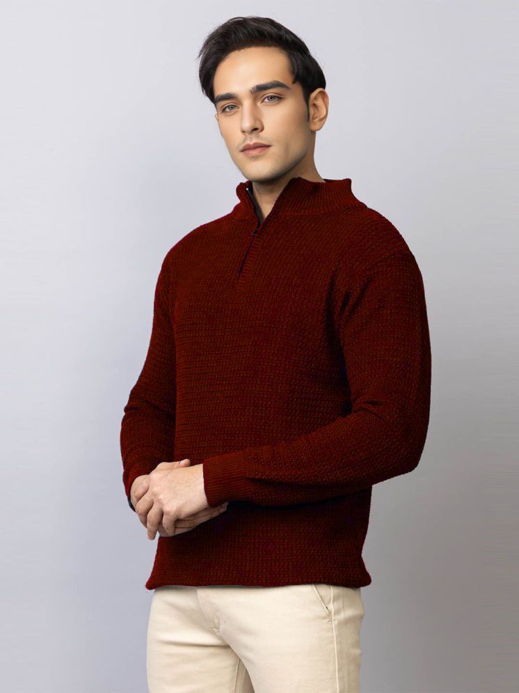     			tysort Woollen Blend High Neck Men's Full Sleeves Pullover Sweater - Maroon ( Pack of 1 )