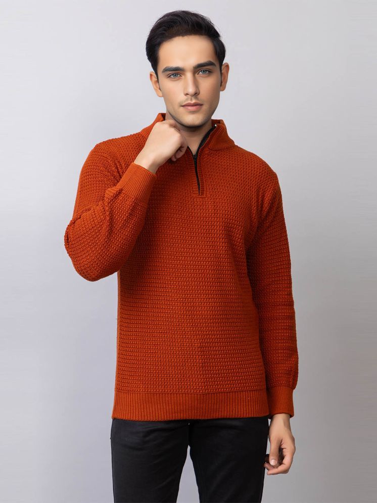     			tysort Woollen Blend High Neck Men's Full Sleeves Pullover Sweater - Rust ( Pack of 1 )