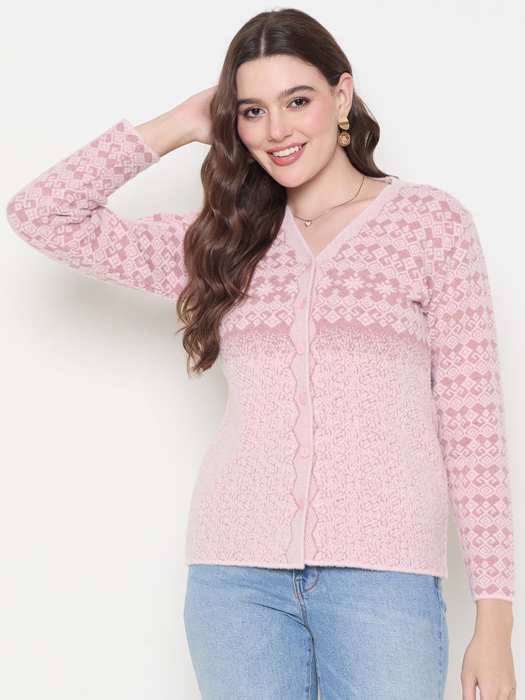     			zigo Acro Wool V Neck Women's Buttoned Cardigans - Pink ( Single )