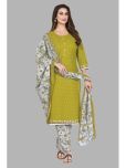 shree jeenmata collection Cotton Printed Kurti With Pants Women's Stitched Salwar Suit - Green ( Pack of 1 )