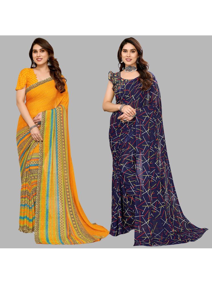     			ANAND SAREES Georgette Printed Saree With Blouse Piece - Multicolor ( Pack of 2 )