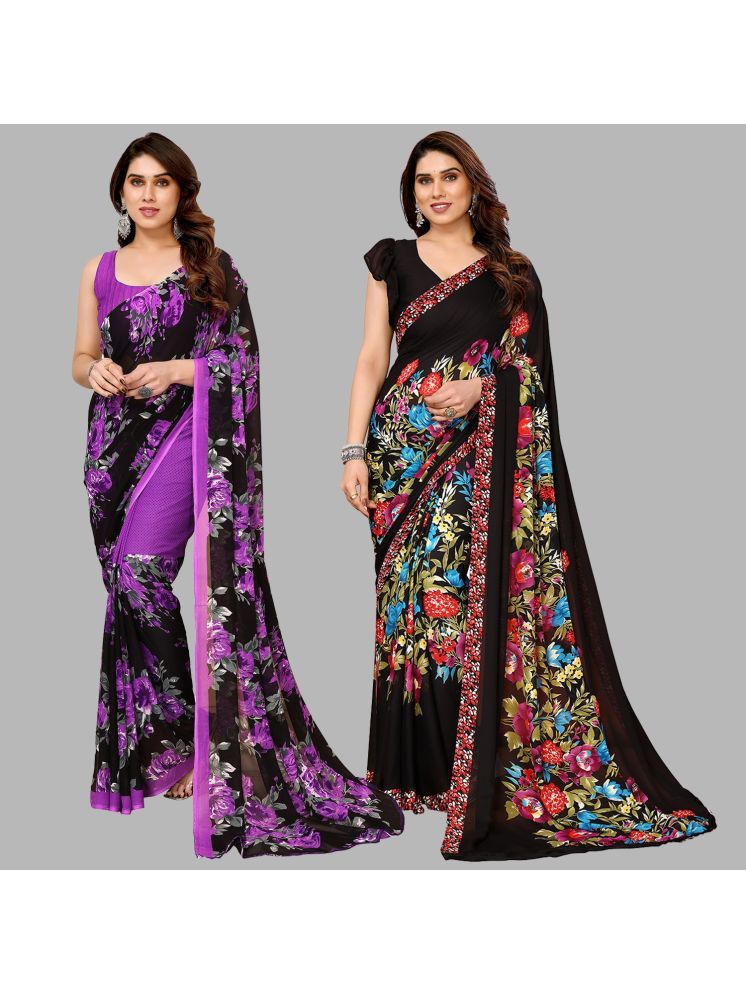     			ANAND SAREES Georgette Printed Saree With Blouse Piece - Multicolor ( Pack of 2 )