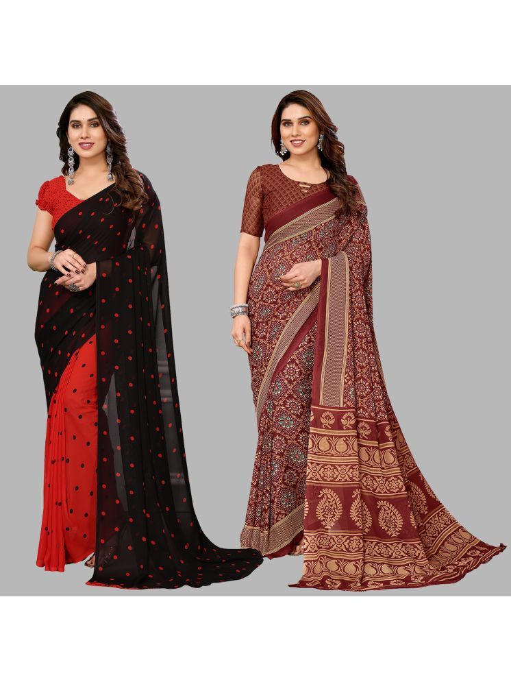     			ANAND SAREES Georgette Printed Saree With Blouse Piece - Multicolor ( Pack of 2 )