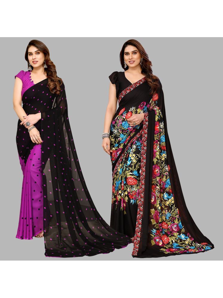     			ANAND SAREES Georgette Printed Saree With Blouse Piece - Multicolor ( Pack of 2 )