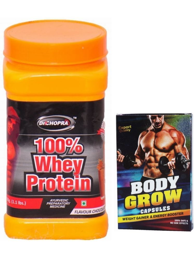     			Dr Chopra Body Grow Capsule 10 no.s & 100% Whey Protein Powder combo 500 gm Chocolate Single Pack